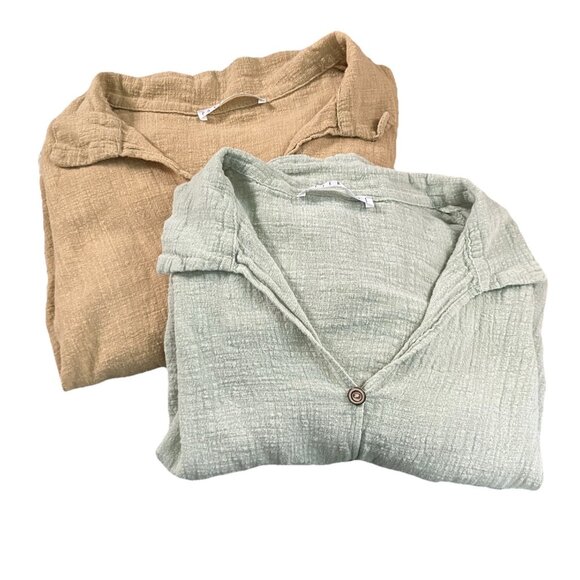 Potter's Pot Tops - Potter's Pot Tie Front Crop Top Womens Cotton Gauze Bundle Lot of 2 Shirts